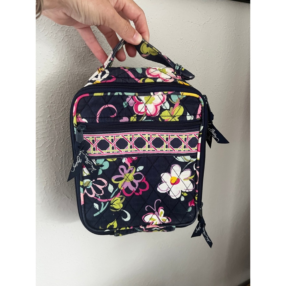 Vera Bradley Floral Quilted Lunch Bag Navy 90s Colorful Office Chic Prep School